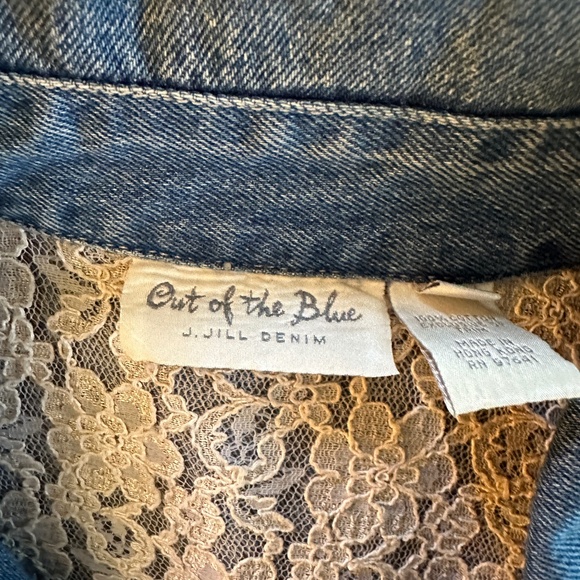 Ladies J. Jill "Out of the Blue" Denim Jacket W/Inner Lace Gathered Back MED - Picture 4 of 16